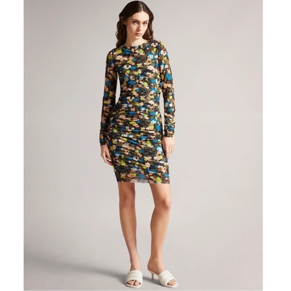 NWT Ted Baker Ttinna Ruched Printed Mini Dress - Picture 3 of 10